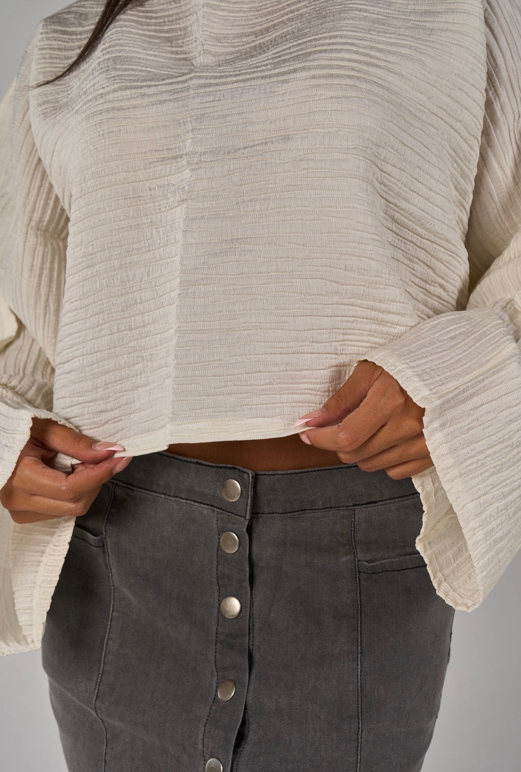 Crew neck lose blouse - beige