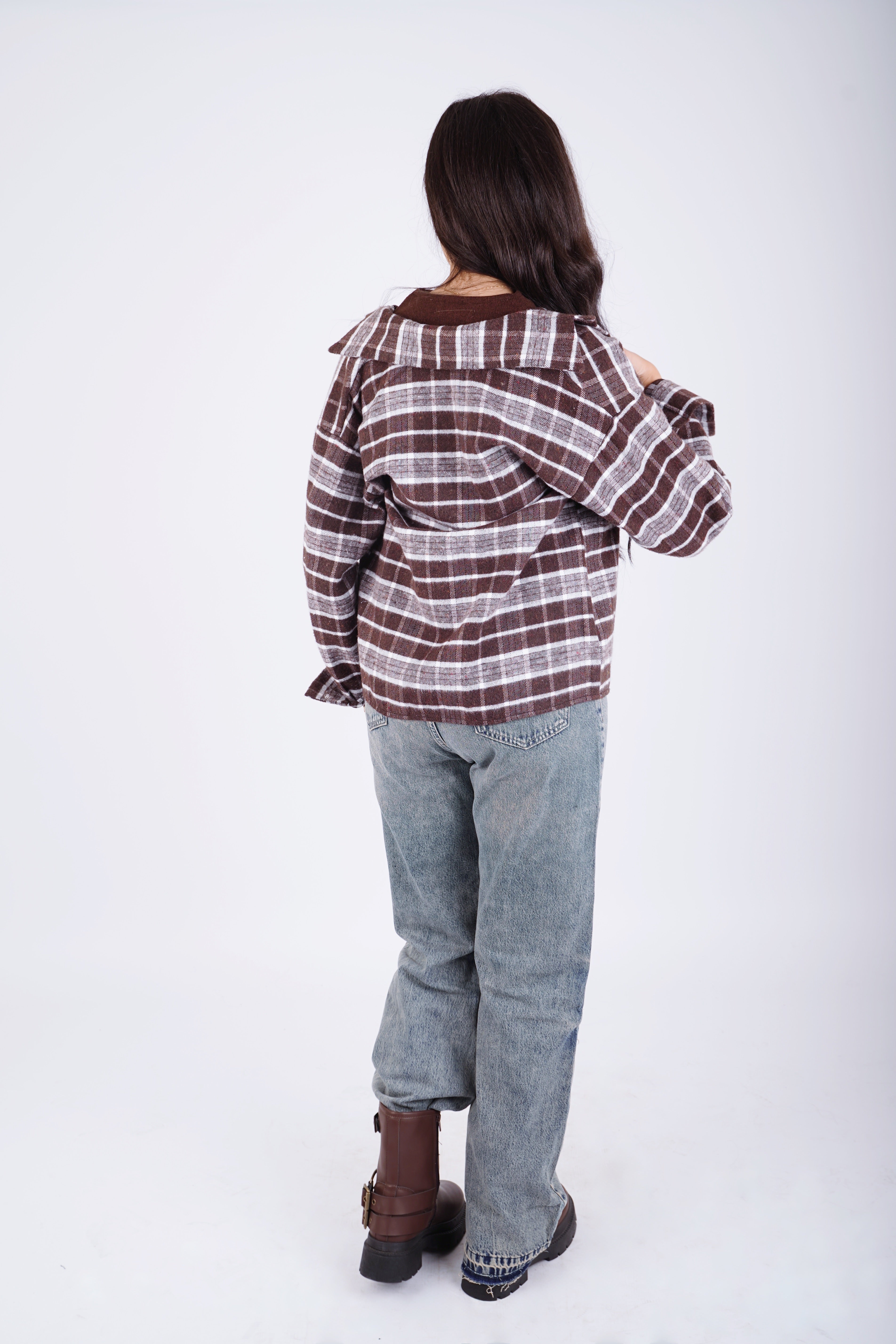 Plaid oversize shirt - brown