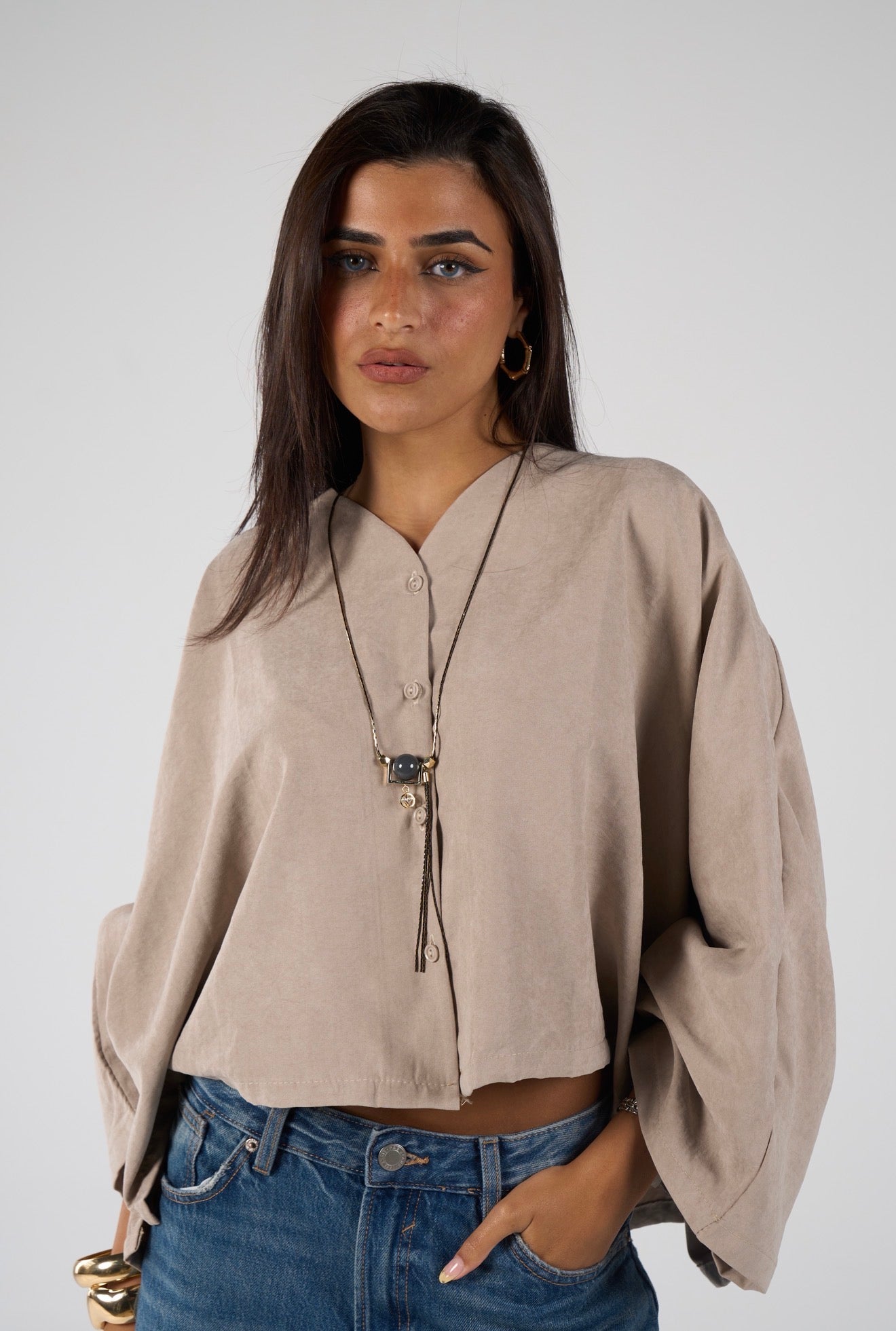 Sunset flare shirt - beige