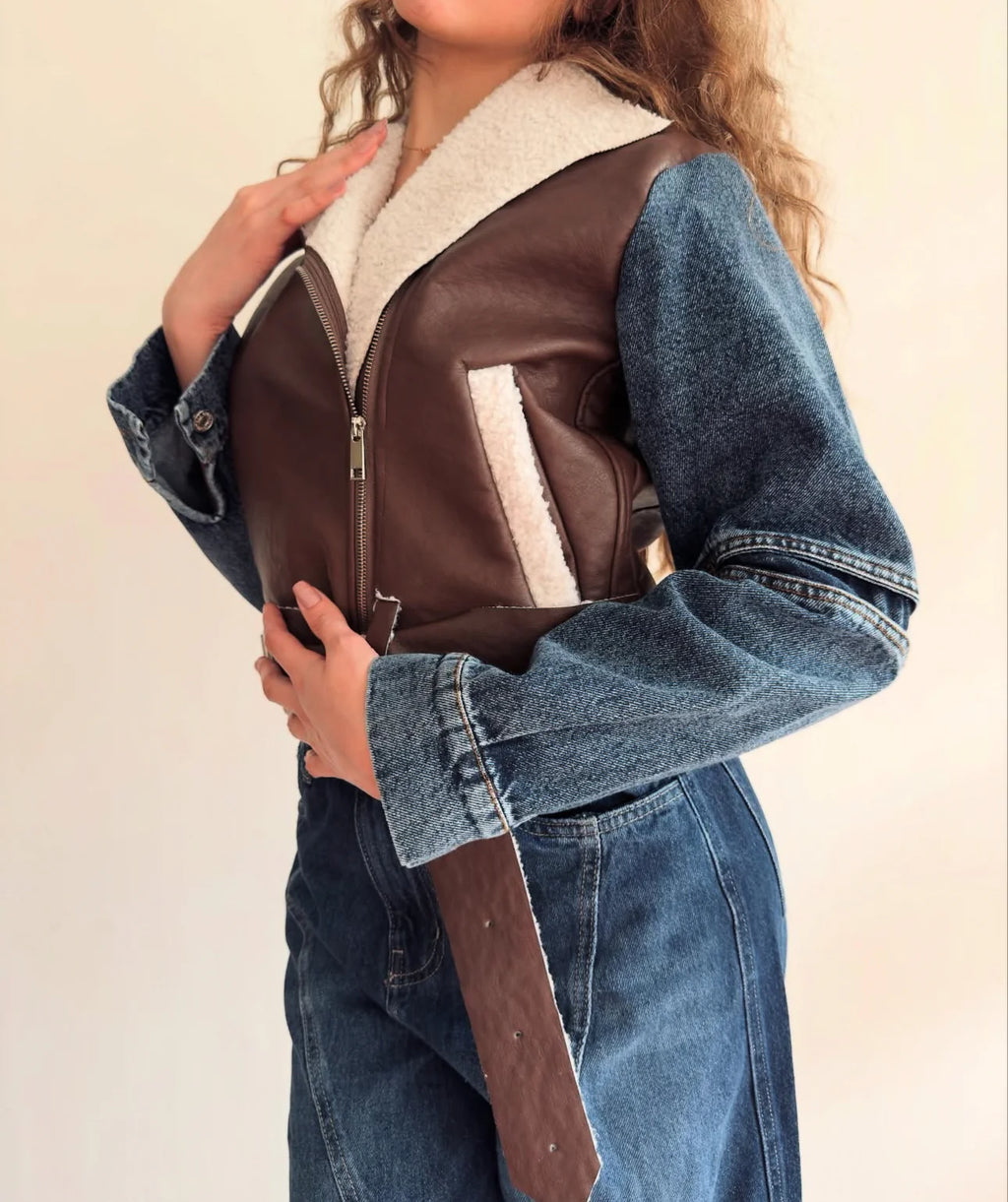 Leather X denim jacket