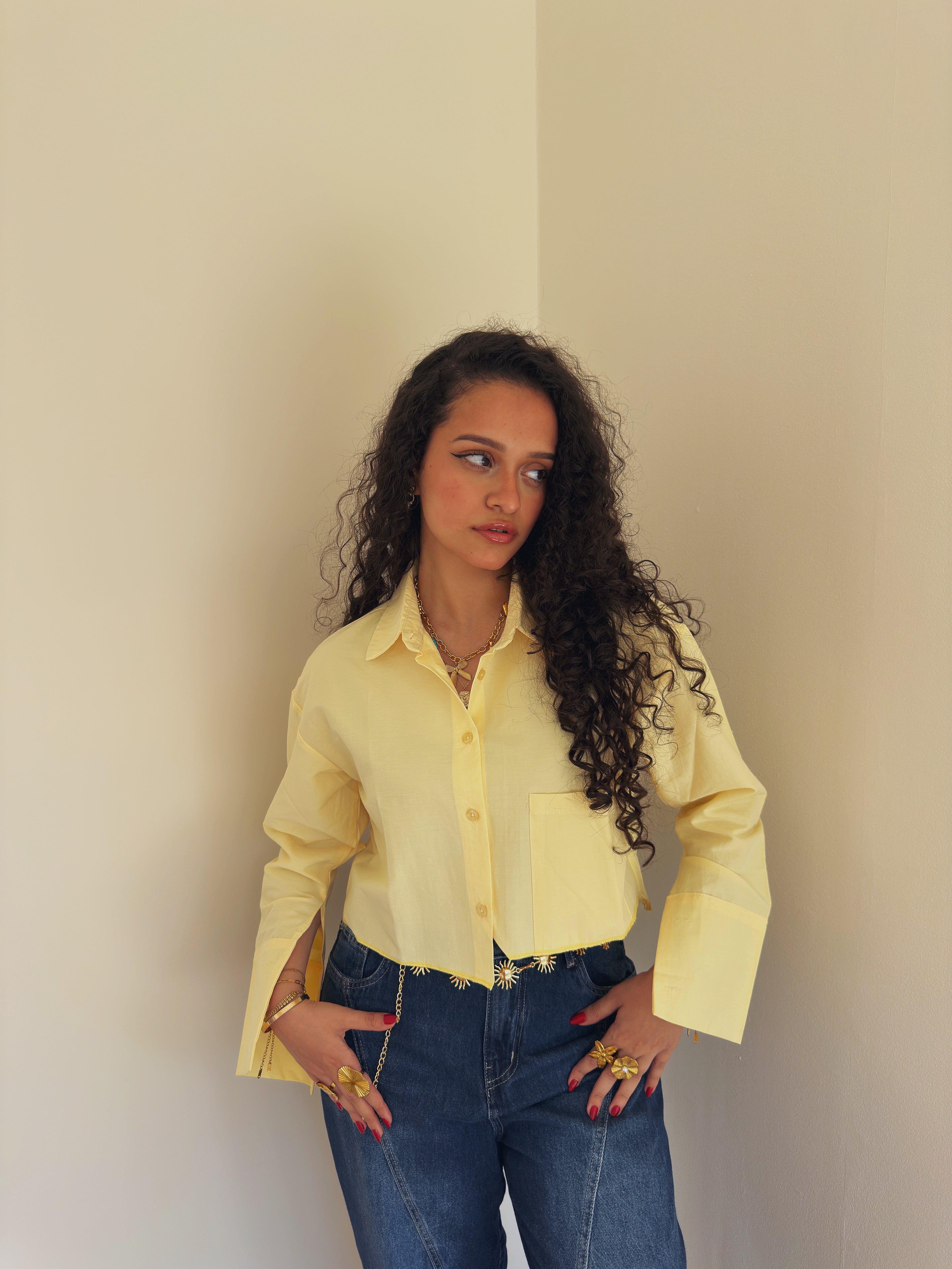 Cropped drop pocket shirt