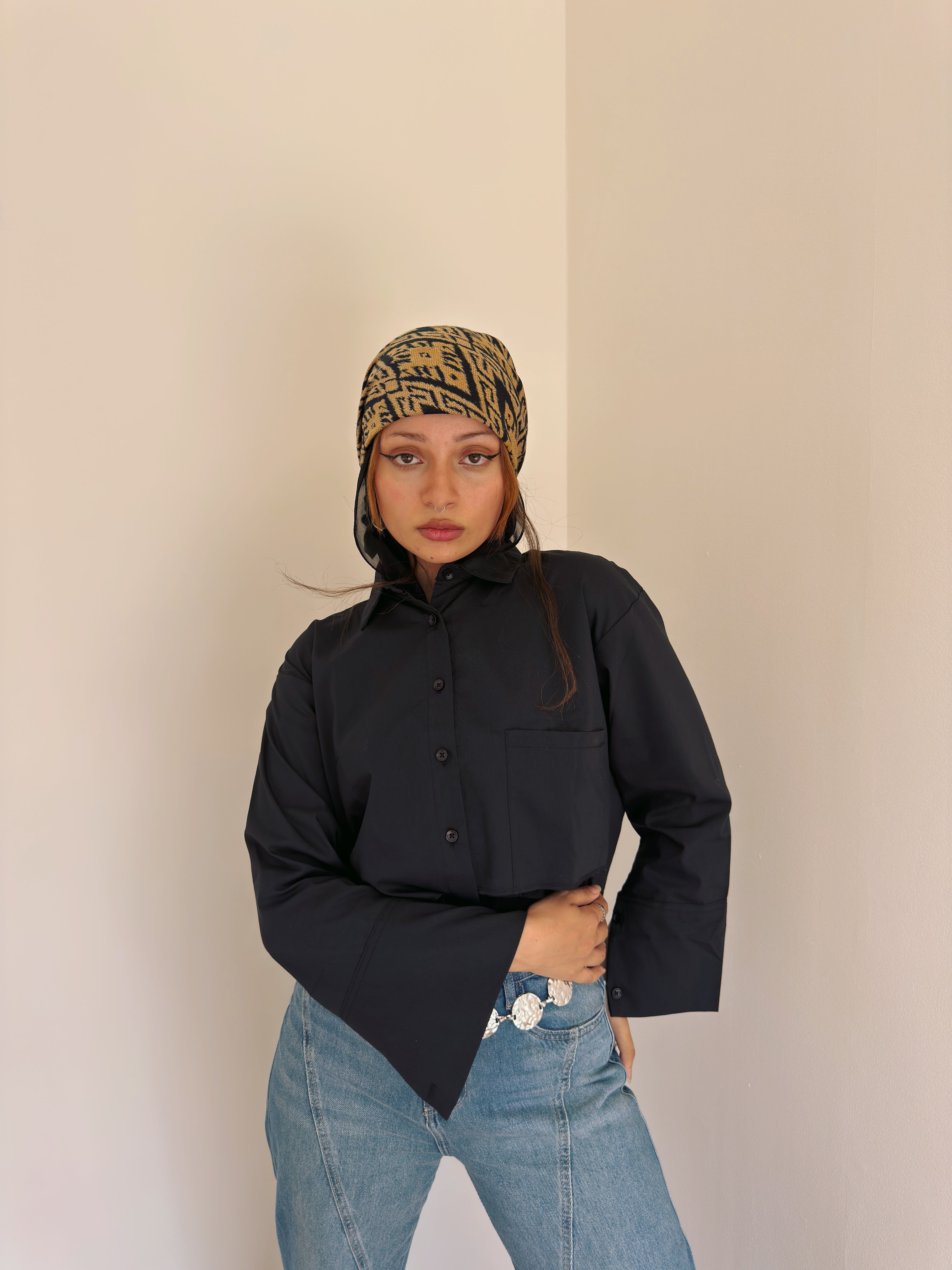 Cropped drop pocket shirt