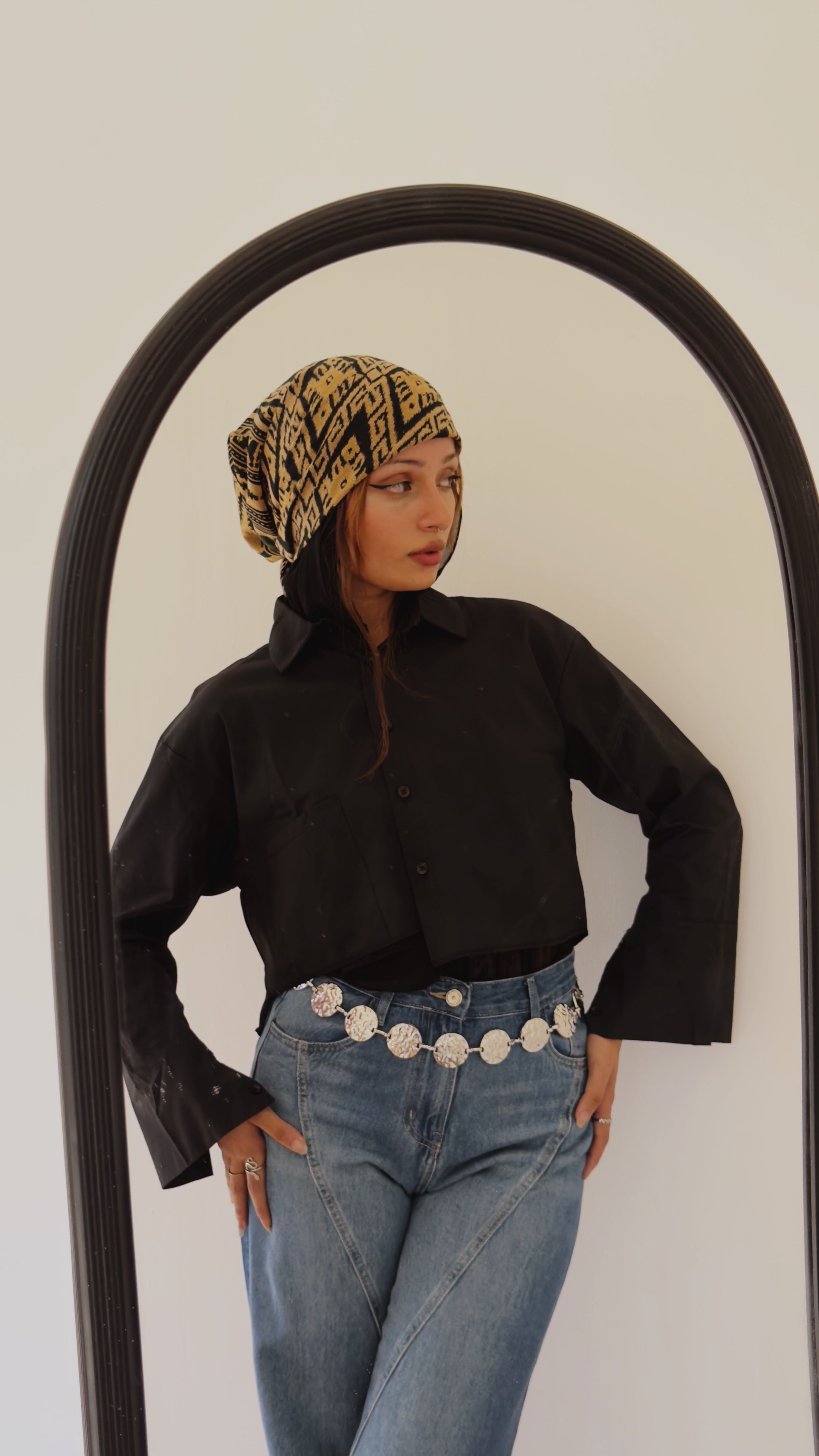 Cropped drop pocket shirt