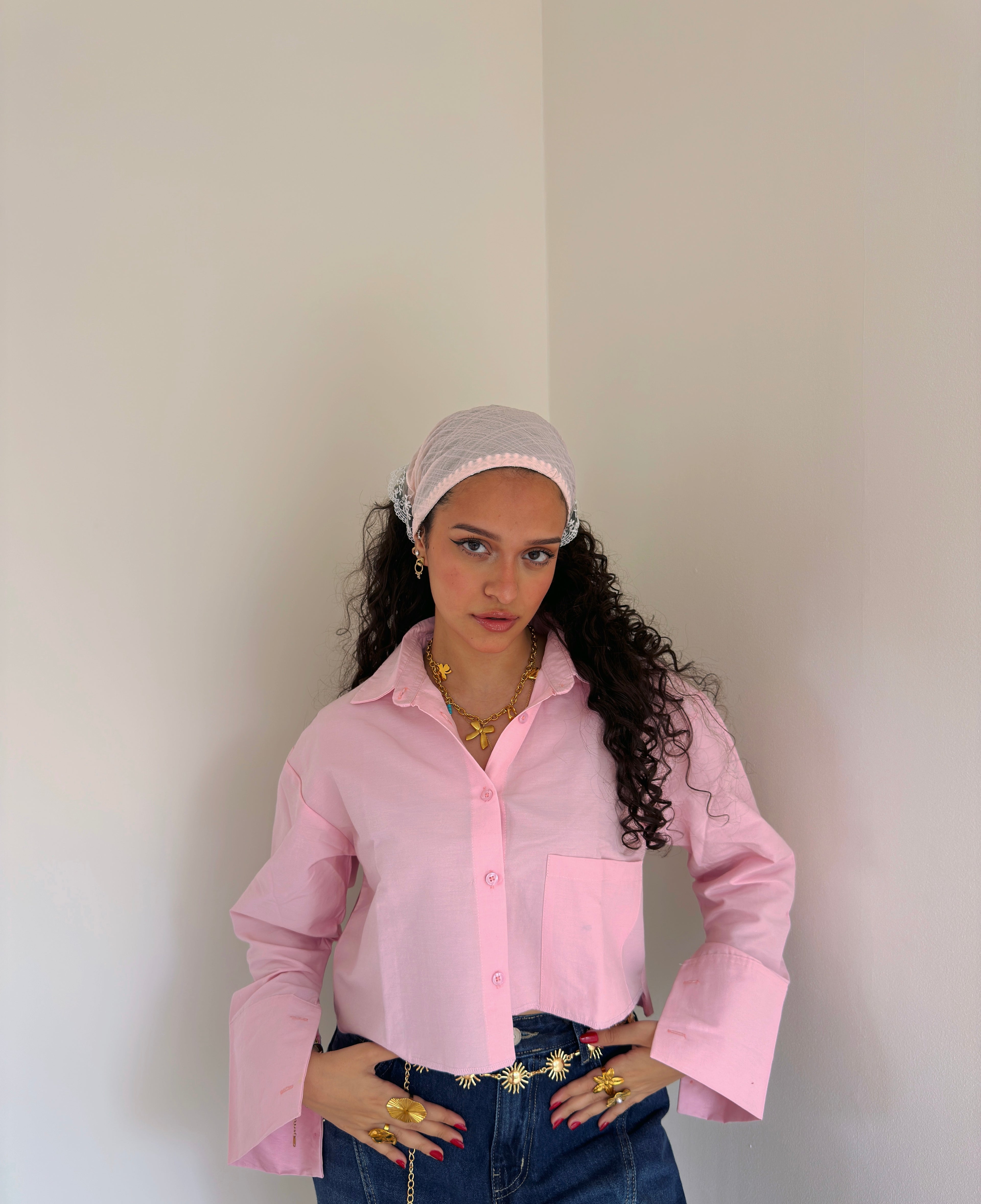 Cropped drop pocket shirt