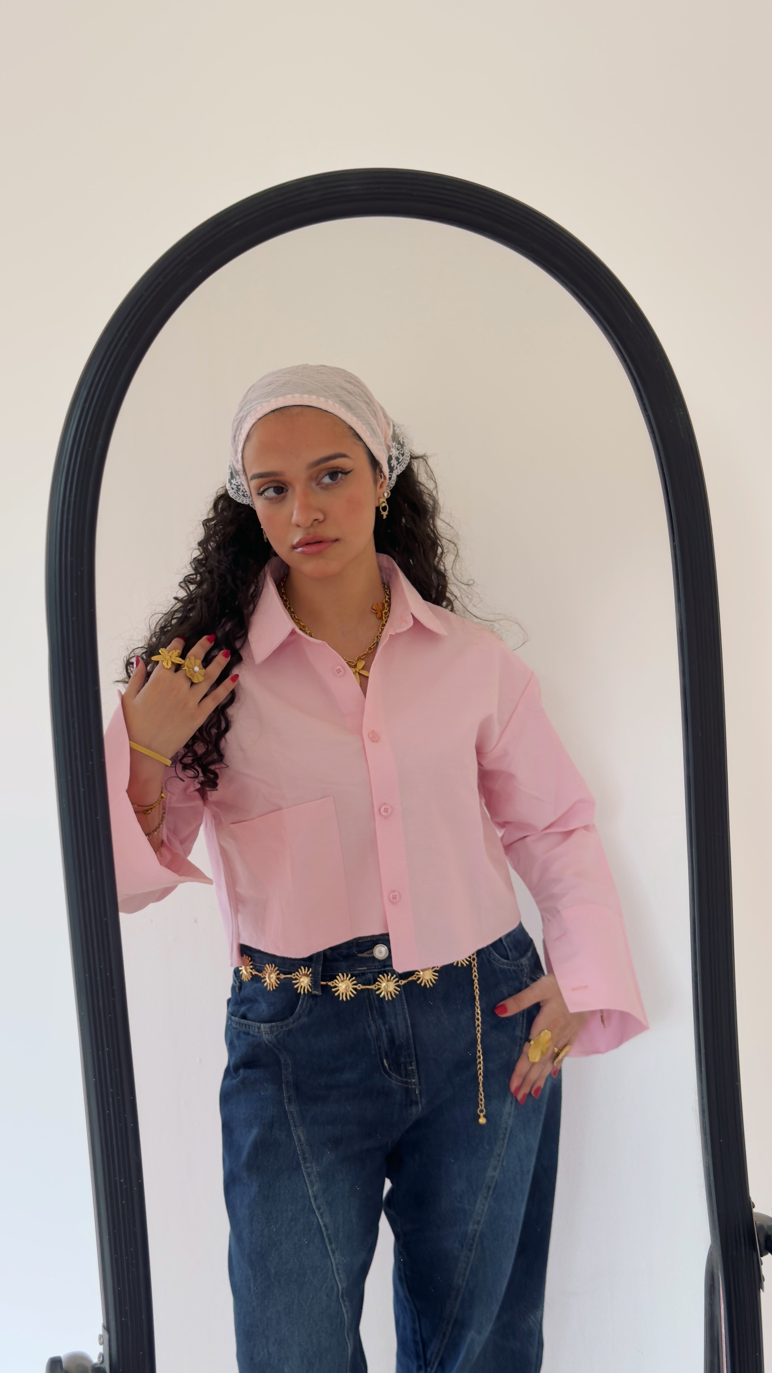 Cropped drop pocket shirt