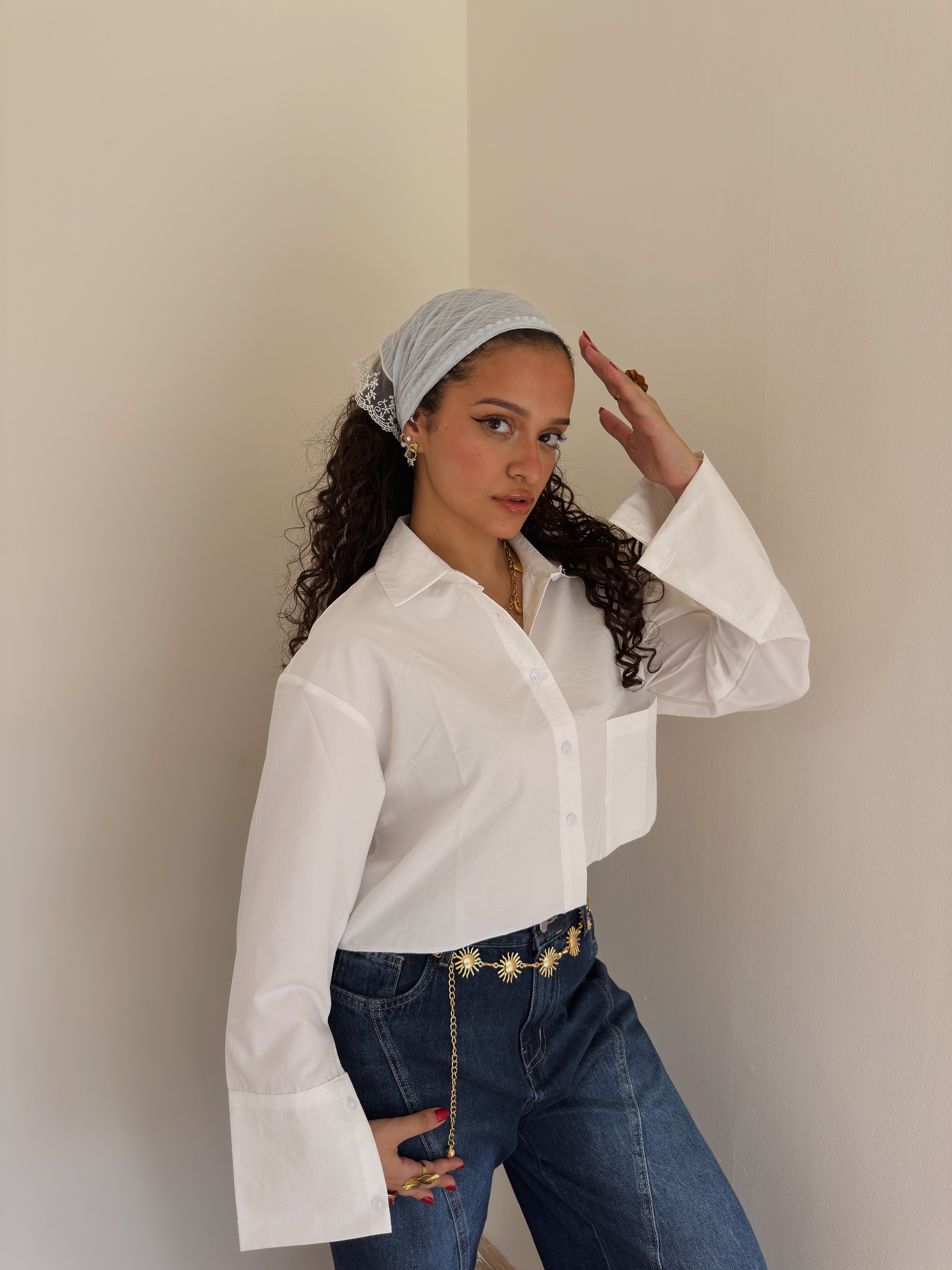 Cropped drop pocket shirt