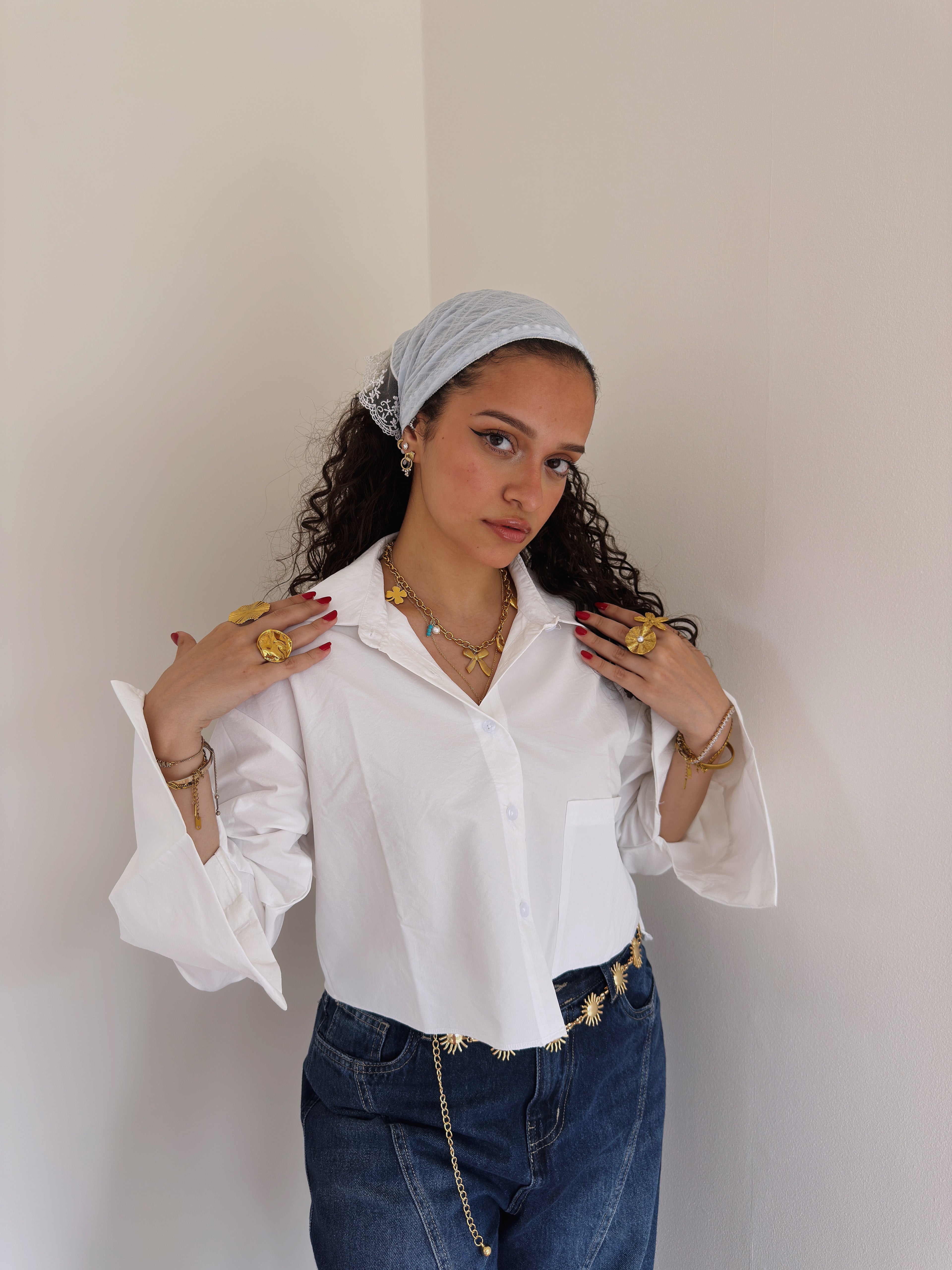 Cropped drop pocket shirt