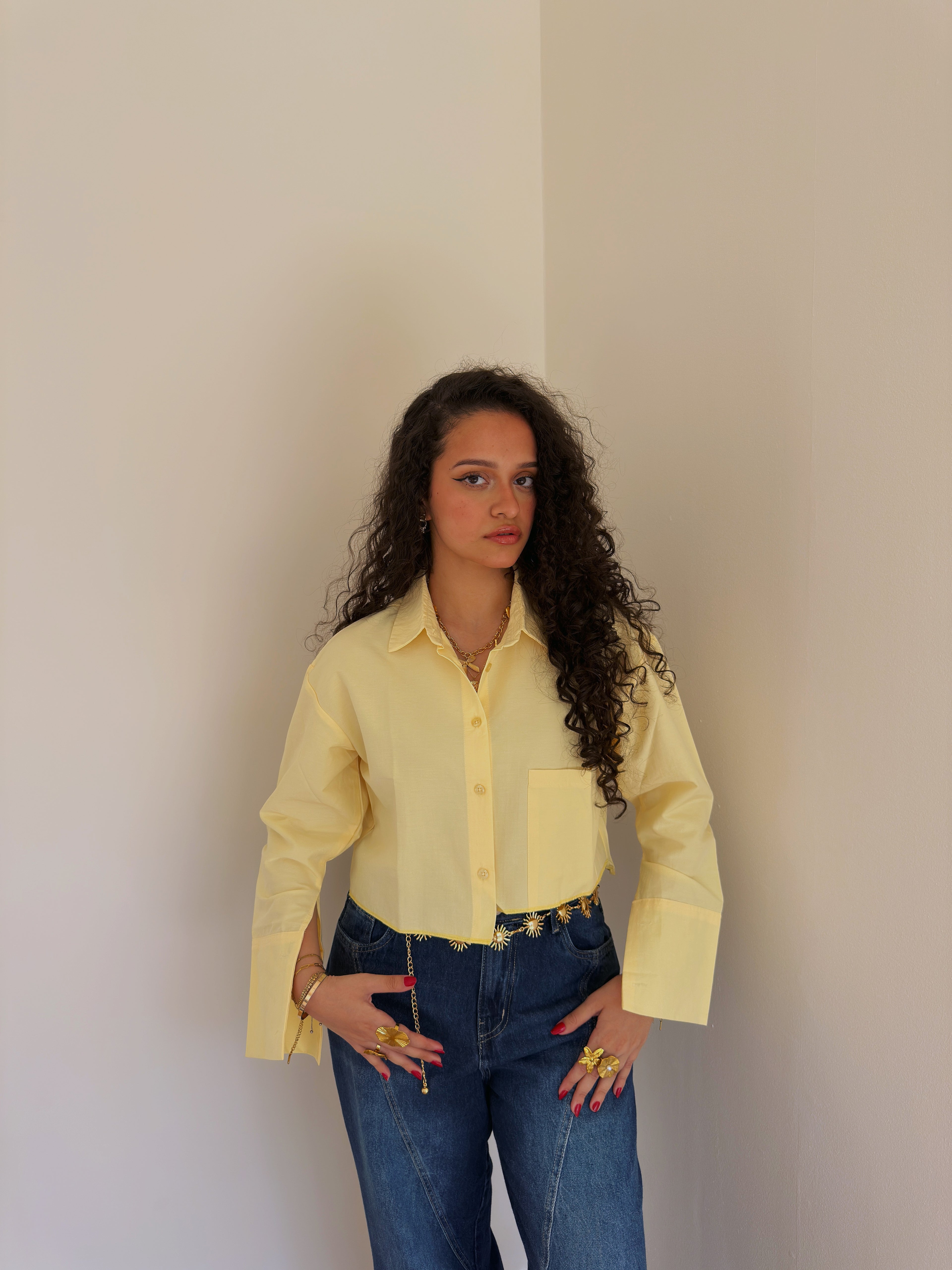 Cropped drop pocket shirt